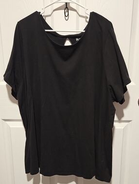 Roaman's Black Short Sleeve Tee with Back Keyhole
